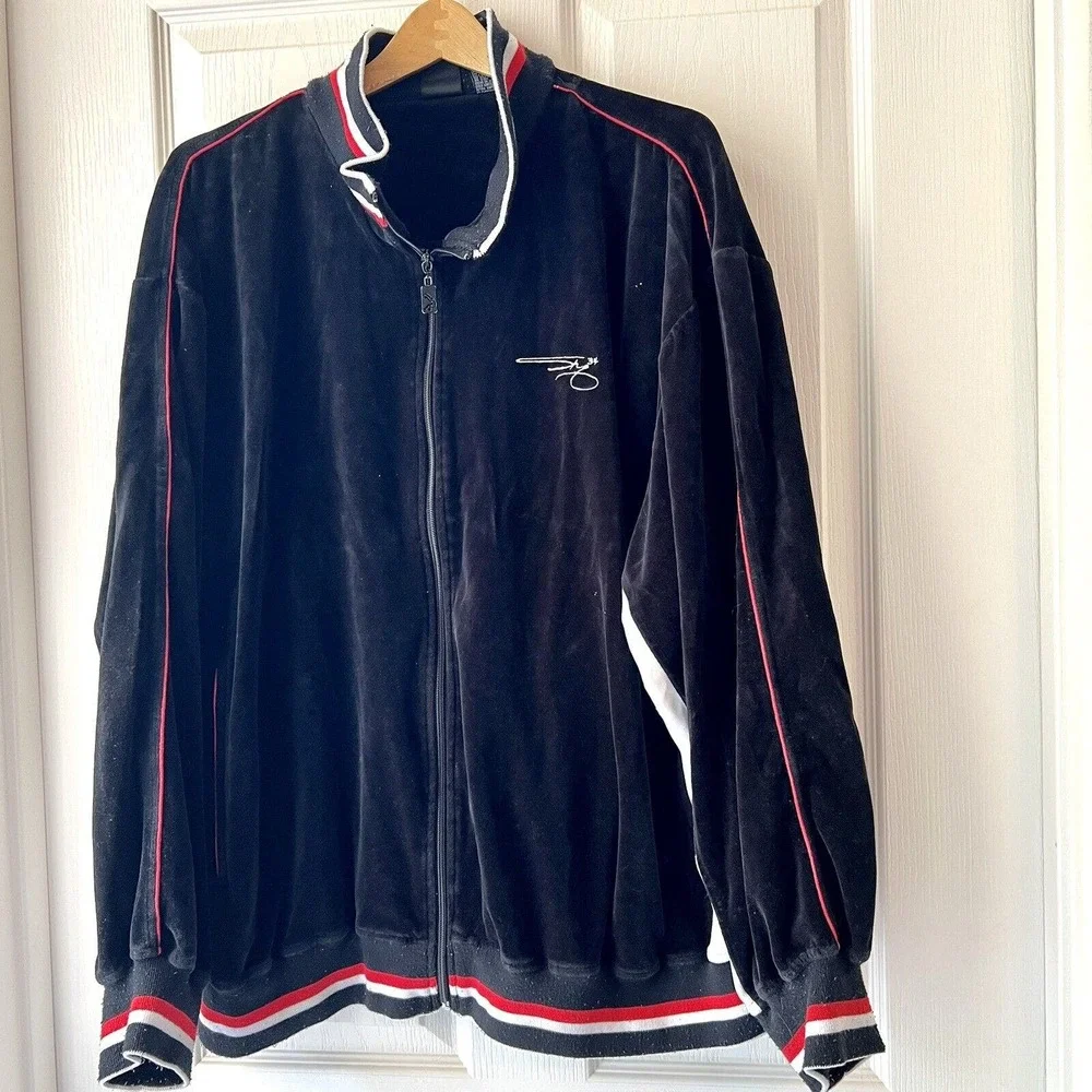 Nike Shaq Men's XL Black White Stripe Full Zip Jacket Track Coat Jumpman Warmup
